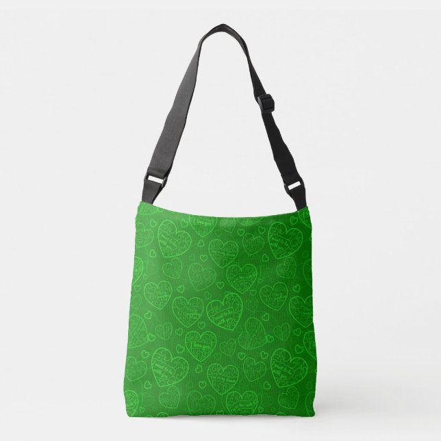 Bolso Cruzado Lujo Moderno Elegante Amor Corazón Verde (Anverso)