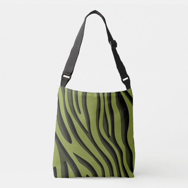 Bolso Cruzado Lujo suave oleada de cebra 3D verde (Anverso)
