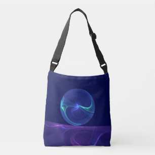 Bolso Cruzado Luminoso sueño morado azul abstracto arte fractal