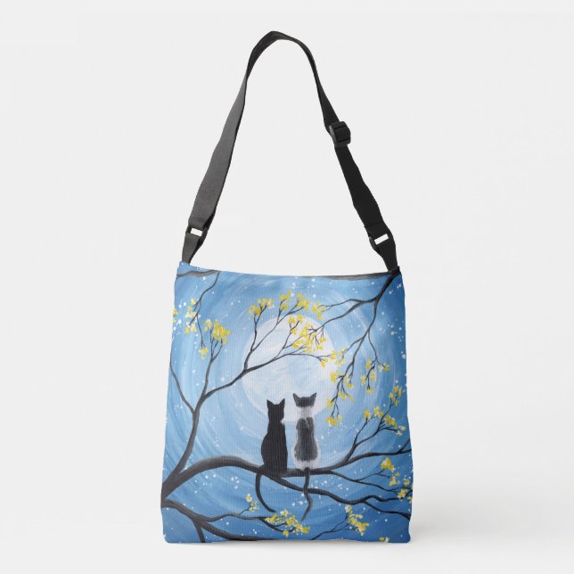 Bolso Cruzado Luna caprichosa con gatos (Reverso)