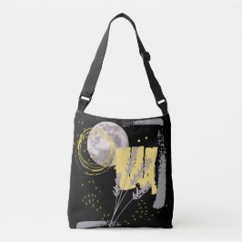 Bolso Cruzado Luna gris y un resumen de acuarela floral