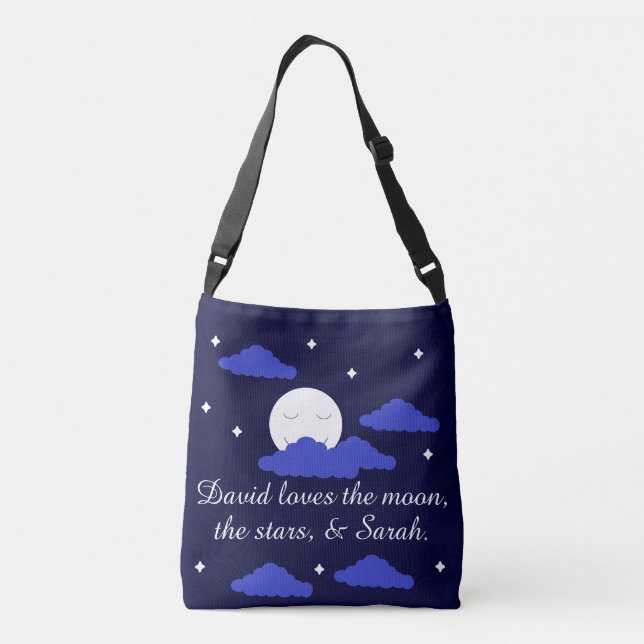 Bolso Cruzado Luna Romántica con Estrellas: (Reverso)