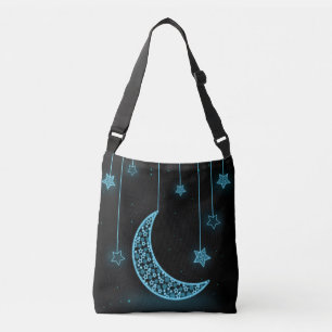 Bolso Cruzado Luna y Estrellas de Creciente azul y negro