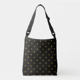 Bolso Cruzado Lunares Negros y Dorados