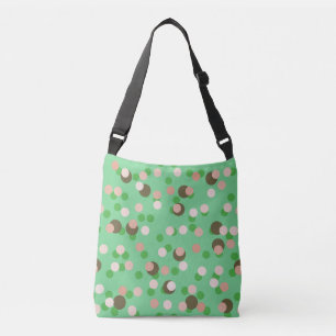 Bolso Cruzado Lunares verdes, melocotón y marrón