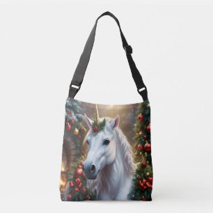 Bolso Cruzado Luz de nieve: Unicornio, el Navidad encantado