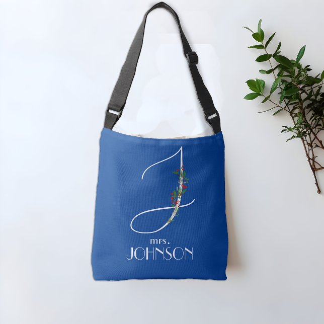 Bolso Cruzado Maestro de flores de acuarela con monograma J inic (Subido por el creador)