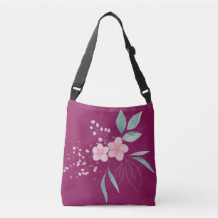 Bolso Cruzado Magenta oscuro con flor rosa