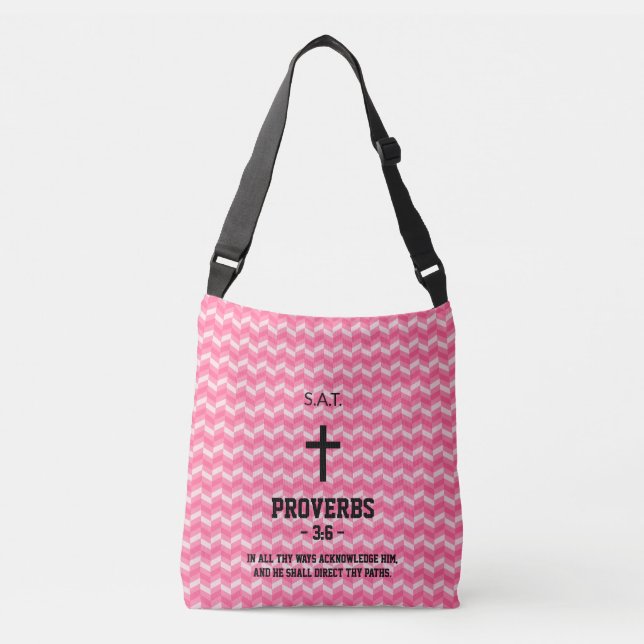 Bolso Cruzado Magenta Patrón Zigzag Biblia contra cristiano (Anverso)