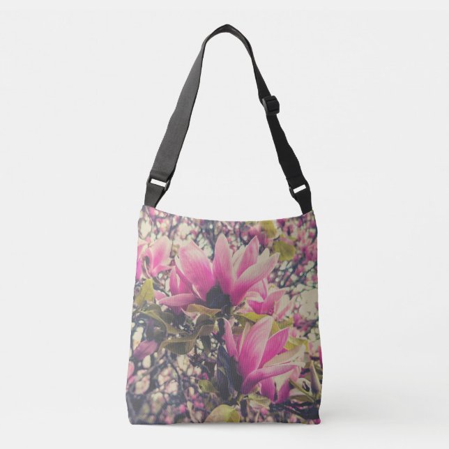 Bolso Cruzado Magnolias rosadas (Anverso)