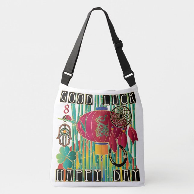 Bolso Cruzado Mah Jongg Buena Suerte (Anverso)
