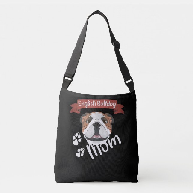 Bolso Cruzado Mamá Bulldog inglesa, madre de perro (Anverso)