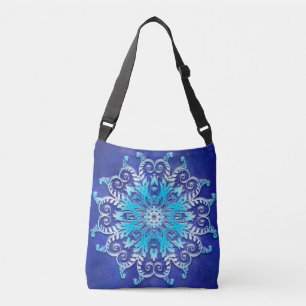 Bolso Cruzado Mandala floral azul en fondo del grunge
