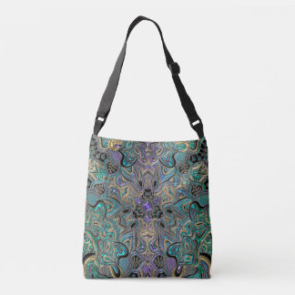Bolso Cruzado Mandala negra púrpura del oro verde azulado
