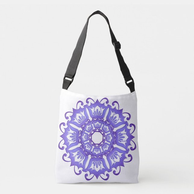 Bolso Cruzado Mandala. violeta floral (Anverso)