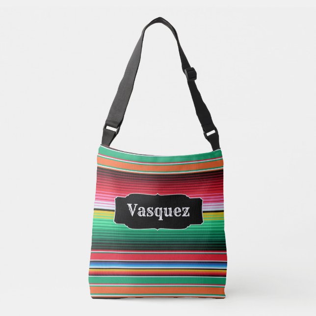 Bolso Cruzado Manta mexicana de Serape del español de encargo (Anverso)