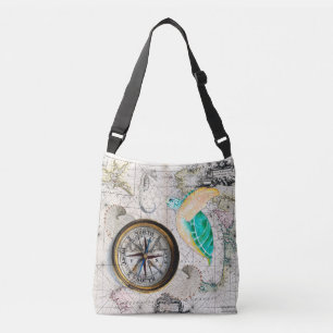 Bolso Cruzado Mapa de tortugas marinas Beige