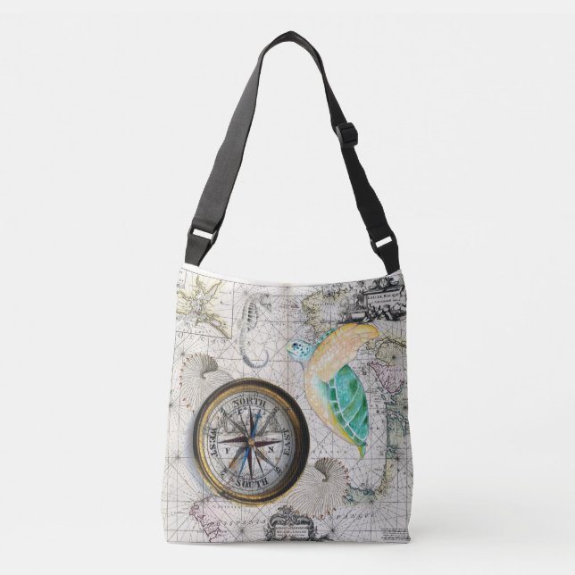 Bolso Cruzado Mapa de tortugas marinas Beige (Anverso)