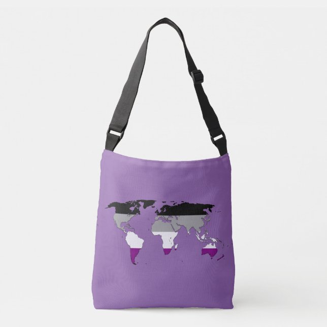 Bolso Cruzado Mapa del mundo del orgullo de asexualidad (Anverso)