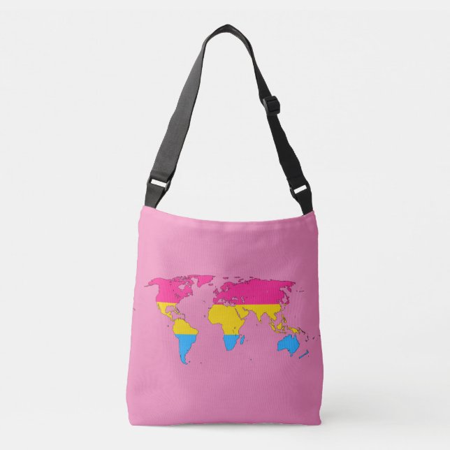 Bolso Cruzado Mapa del mundo del orgullo pansexualidad (Anverso)