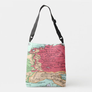 Bolso Cruzado Mapa vintage del patrón europeo en coral y menta