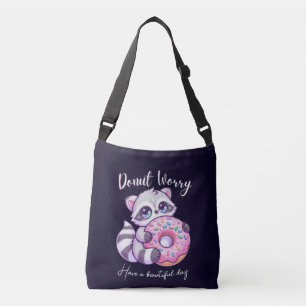 Bolso Cruzado Mapache Kawaii Donut No Te Preocupes 