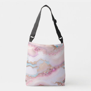 Bolso Cruzado Marble Agate popular colección de oro rosa azul