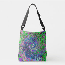 Bolso Cruzado Marble Lime Green y Purple Resumen Swirt Retro