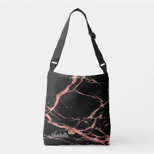 Bolso Cruzado Marble negro rosa de lujo Añadir texto