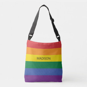 Bolso Cruzado Marca de arco iris de nombre personalizado