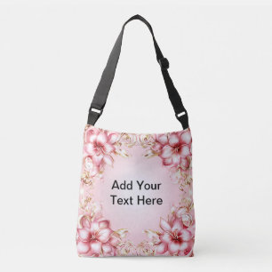 Bolso Cruzado Marco floral elegante con diseños de lirios rosado