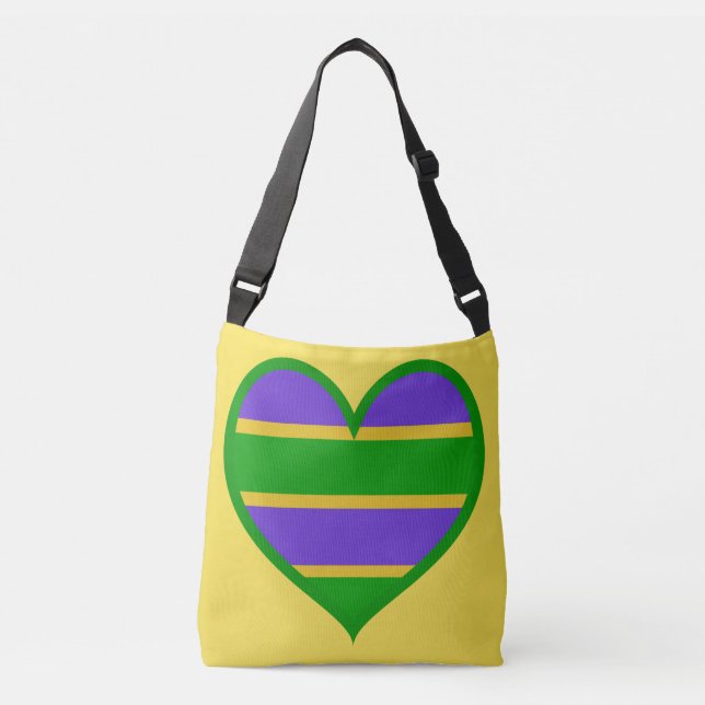 Bolso Cruzado Mardi Gras Corazón rayado (Anverso)