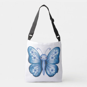 Bolso Cruzado Mariposa azul pintada con color de agua