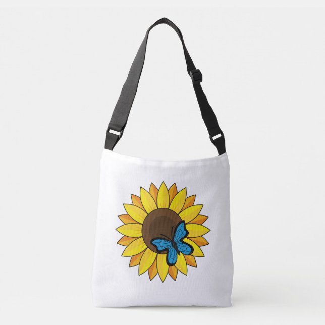 Bolso Cruzado Mariposa azul y girasol (Anverso)