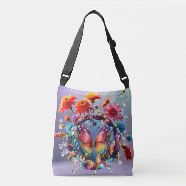 Bolso Cruzado Mariposa de flores (Anverso)