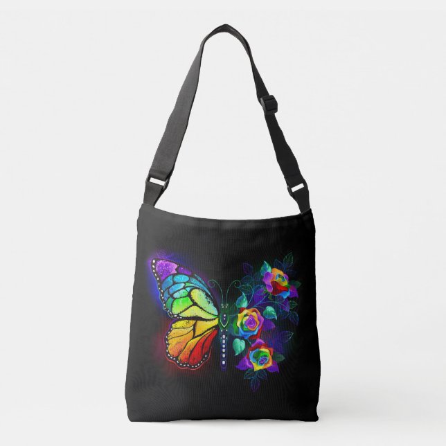 Bolso Cruzado Mariposa florida arcoiris (Anverso)