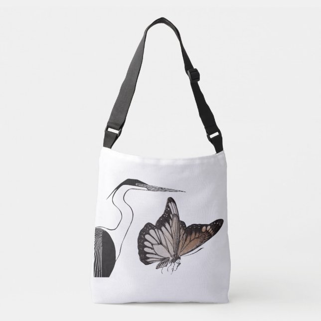 Bolso Cruzado Mariposa monarca con Egret (Anverso)