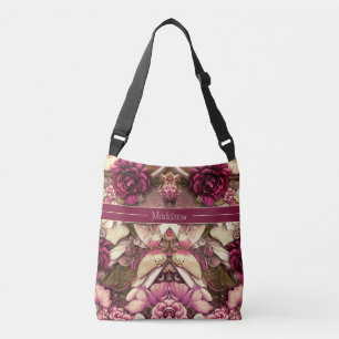 Bolso Cruzado Mariposas Collage decorativas Y Rosas Crossbody