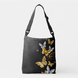 Bolso Cruzado Mariposas doradas y blancas