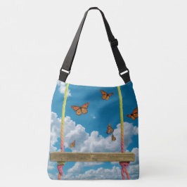 Bolso Cruzado Mariposas naranjas en el cielo azul de ensueño