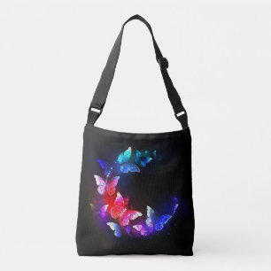 Bolso Cruzado Mariposas nocturnas de neón brillante sobre fondo