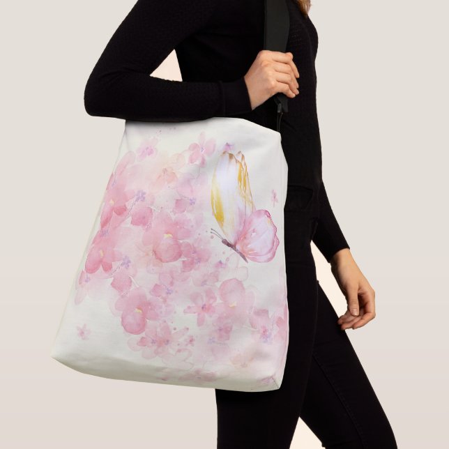 Bolso Cruzado Mariposas y flores acuáticas (Detalle)