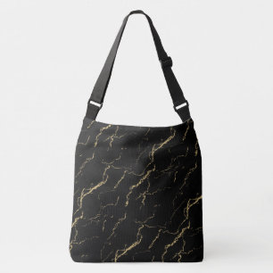 Bolso Cruzado Mármol negro y dorado intenso