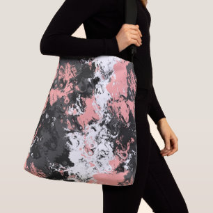 Bolso Cruzado Mármol rosa, gris y blanco