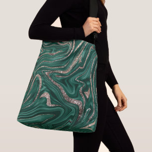 Bolso Cruzado Mármol verde esmeralda de oro negro #1