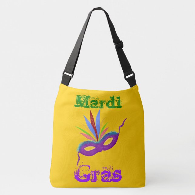 Bolso Cruzado Máscara púrpura Mardi Gras Tote Bag (Anverso)