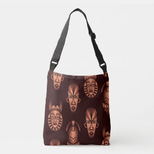 Bolso Cruzado Mascarillas étnicas africanas, fondo oscuro