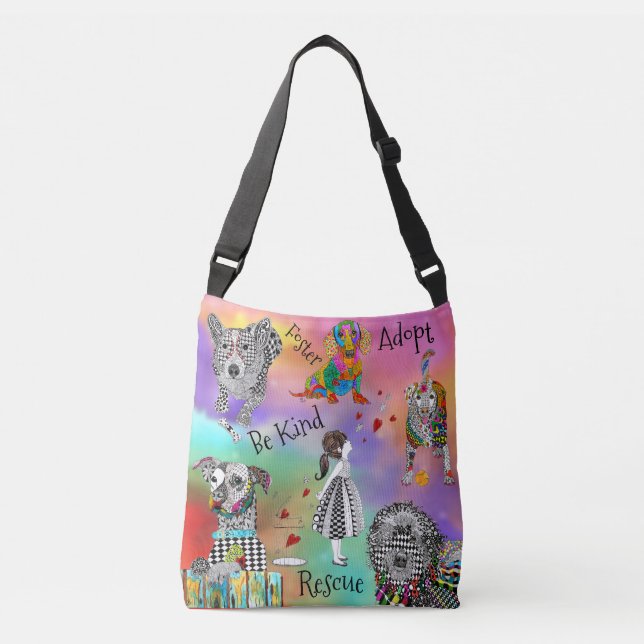 Bolso Cruzado Mascota Adopción Tote cruzado del cuerpo (Anverso)