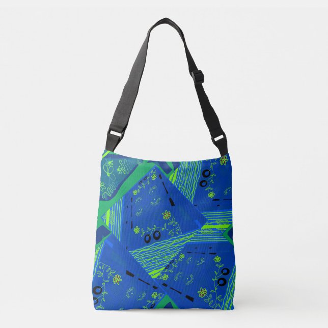 Bolso Cruzado Mazipoodles Origami Chintz (L) Verde Azul (Anverso)