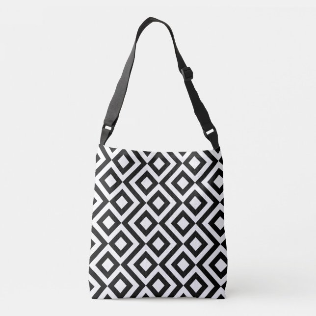 Bolso Cruzado Meander blanco y negro de diseño (Reverso)